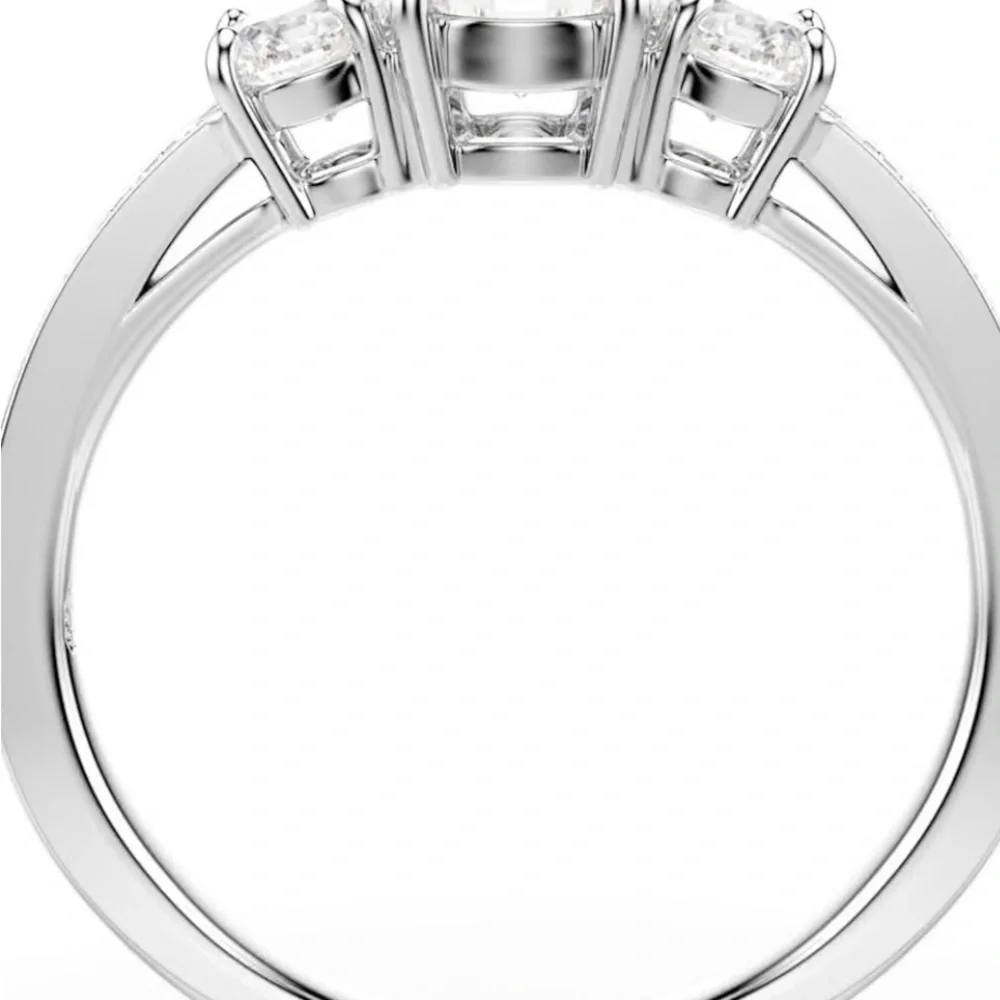 Swarovski Elegant Silver Triple Stone Ring BNIB